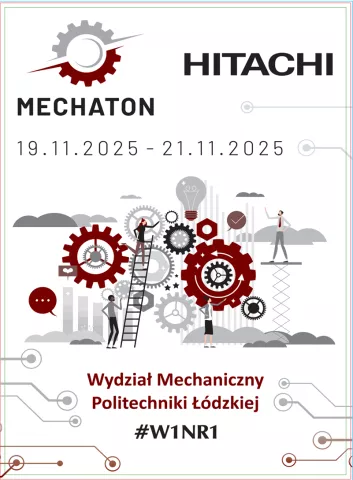 Plakat konkursu Mechaton 2025 – Wydział Mechaniczny PŁ